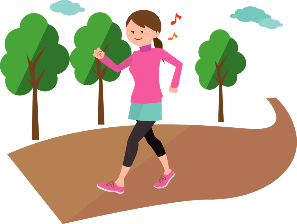 girl walking and exercising