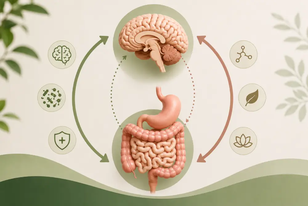Gut brain axis showing communication between digestive health and the nervous system