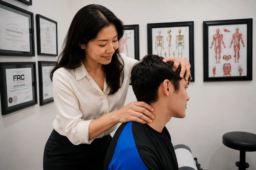 Alt Text Patient feeling comfortable during chiropractic care.